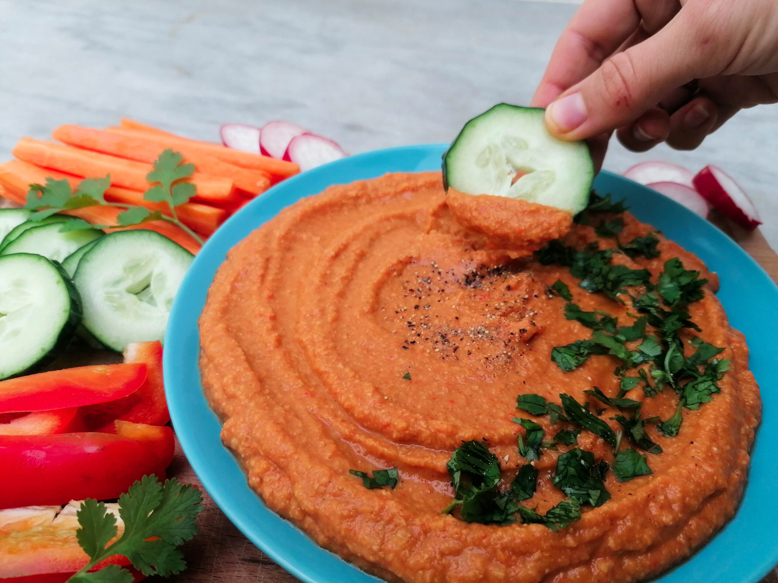 Hummus Con Pimiento Asado Sin Grasa Estilo Crocante